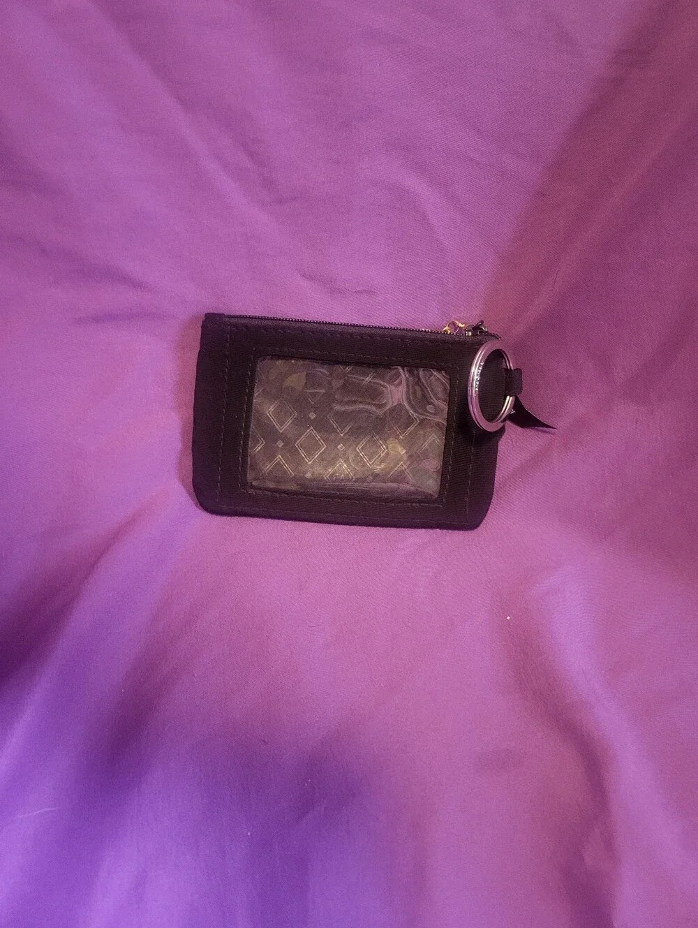 Vera Bradley Black Cardholder ID Wallet with Keyring